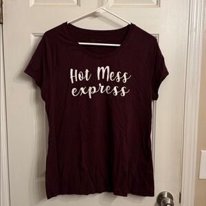 Burgundy 'Hot Mess Express' T-Shirt